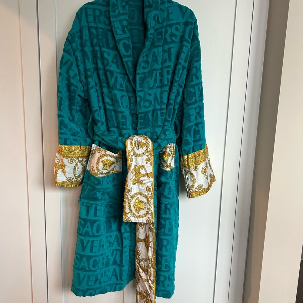 Versace Turquoise Robe with Gold Details